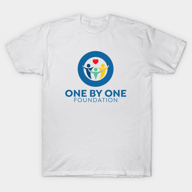 One By One Foundation - Blue Logo & Lettering T-Shirt by onebyonefoundation